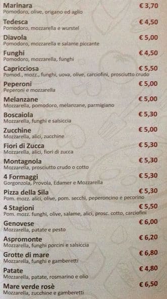 Menu di Pizzeria Poldino 