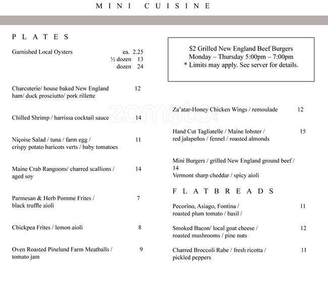 Minibar Menu, Menu for Minibar, Back Bay, Boston Urbanspoon/Zomato