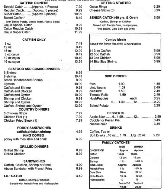 Online Menu Of Catfish King Restaurant Of Paris Restaurant