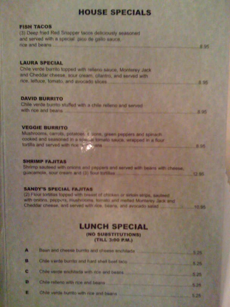 Menu at Restaurant Morelia, Salt Lake City