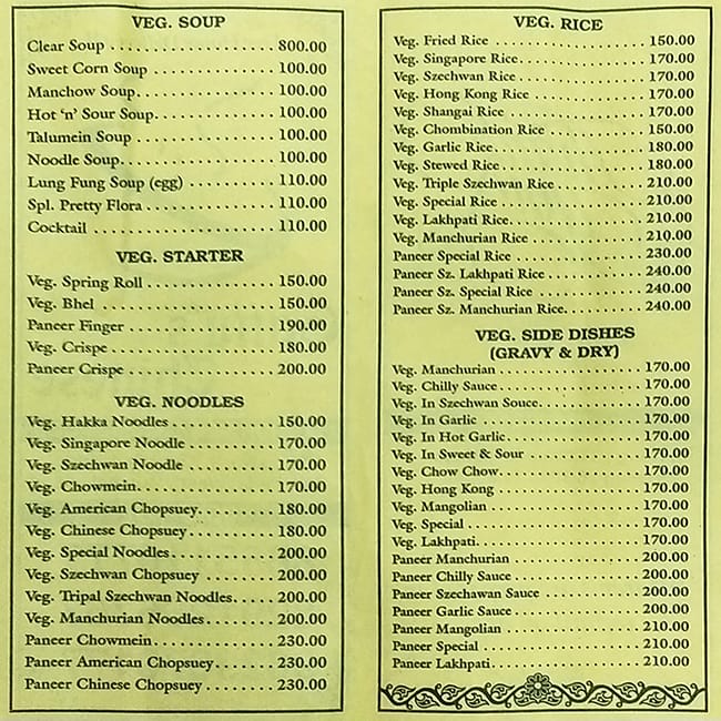 Gattu'S Chinese menu