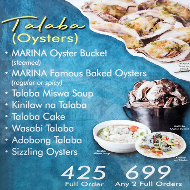 Menu at Marina Grill, Quezon City, Manhattan Parkview