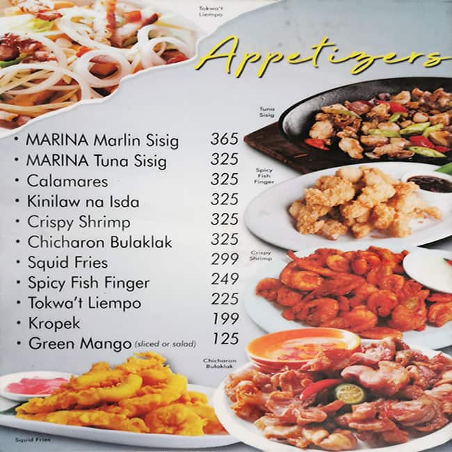 Menu at Marina Grill, Quezon City, Manhattan Parkview