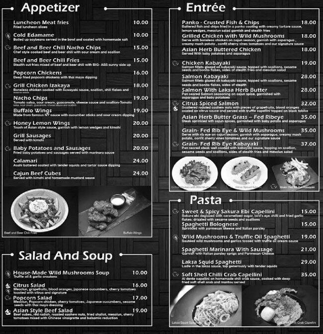 Menu Of One Place Bistro Bar Sengkang Singapore