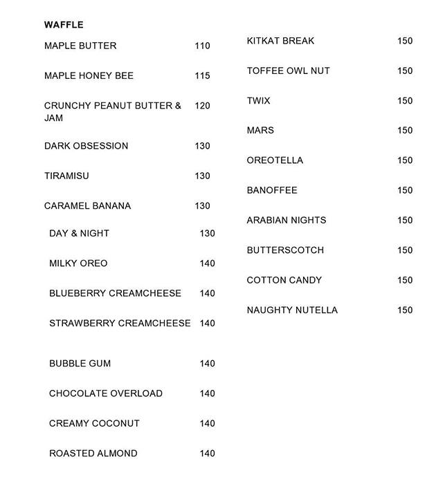 KNIGHT OWL CAFE menu
