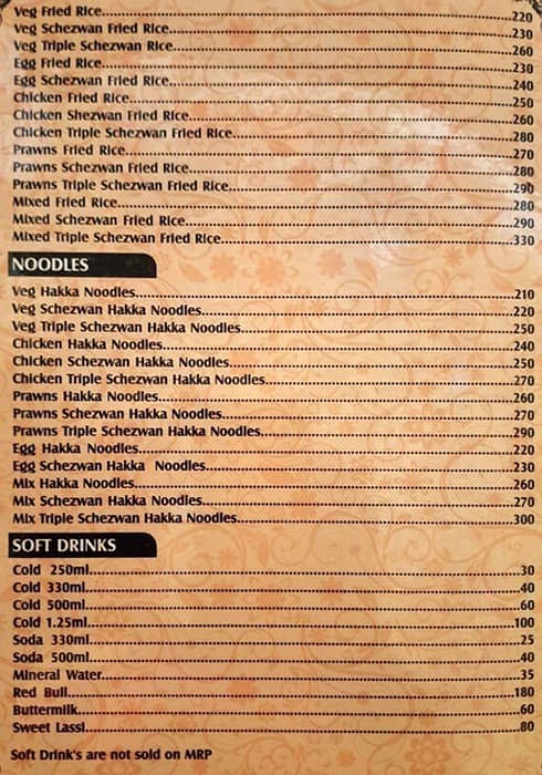 The Bay View menu