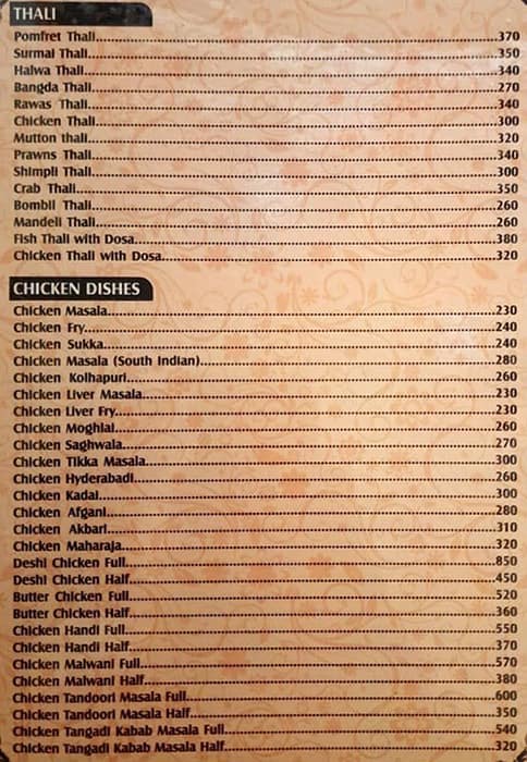 The Bay View menu
