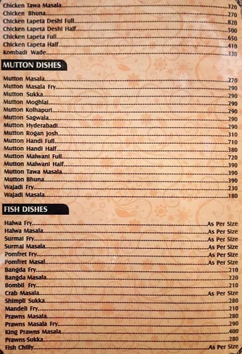 The Bay View menu
