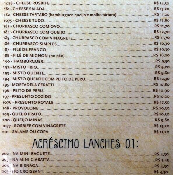 Pellegrino cardápio