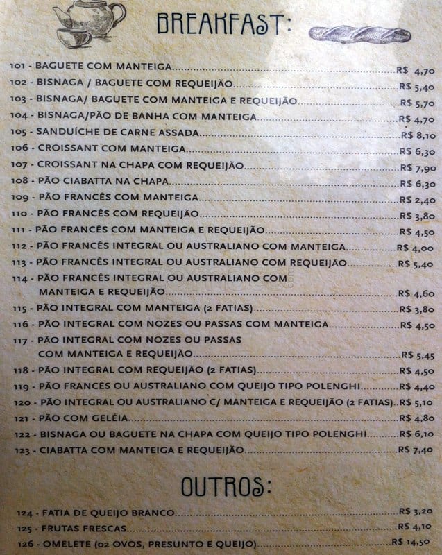 Pellegrino cardápio