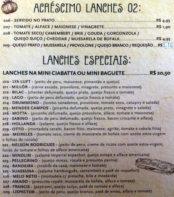 Pellegrino cardápio