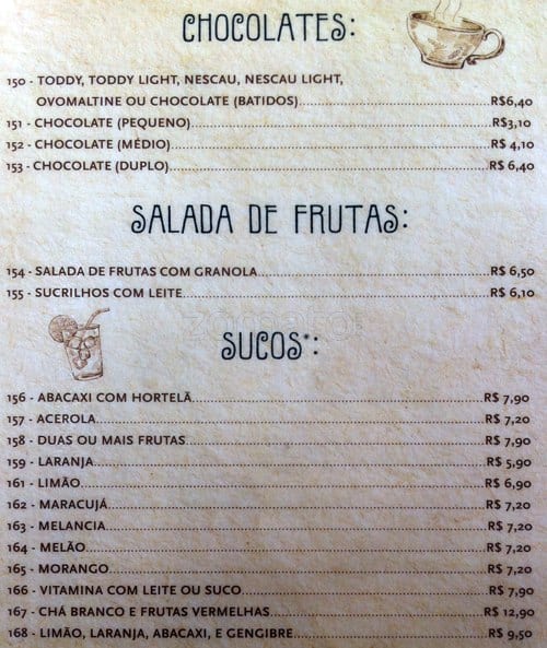 Pellegrino cardápio