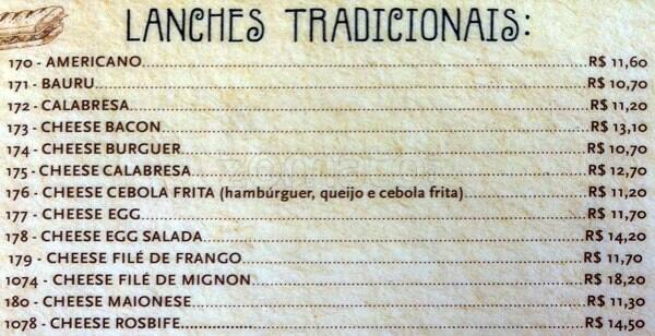 Pellegrino cardápio