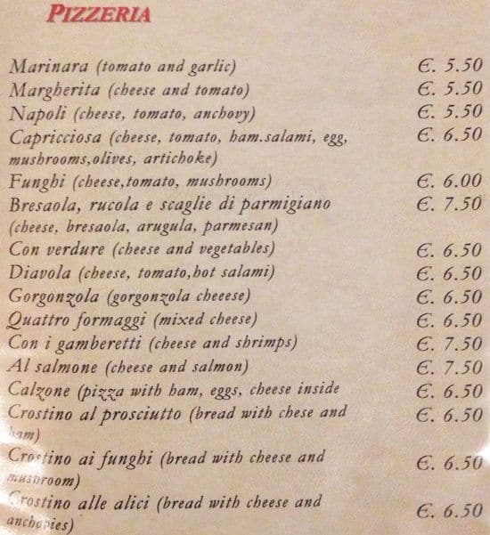 Menu di Il Cacciatore 