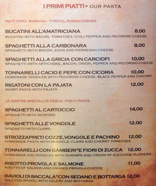 Menu di Alla Cancelleria 