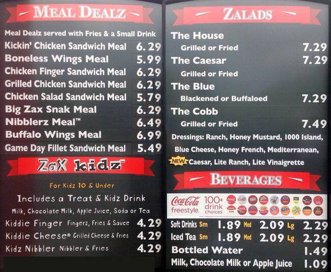 zaxby s menu menu for zaxby s huntersville charlotte