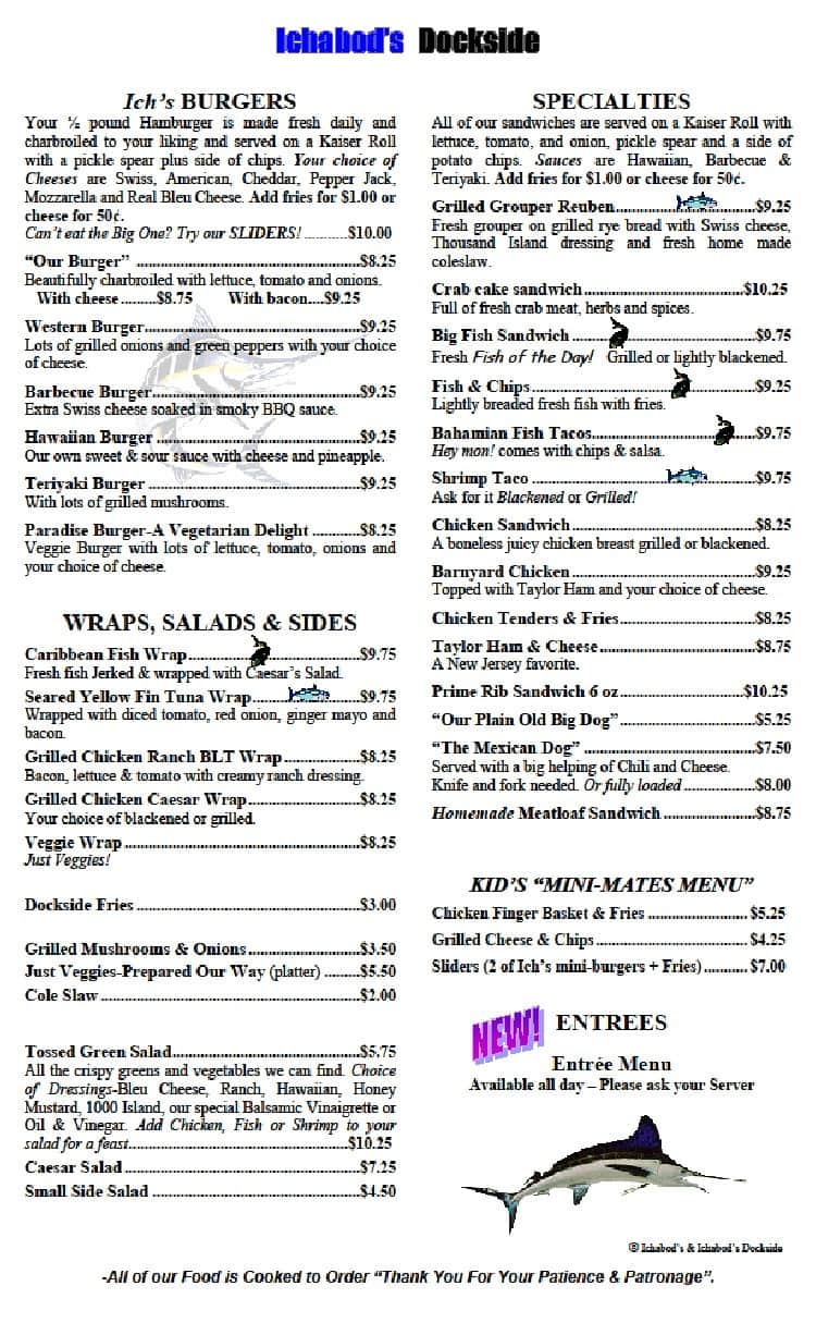 Menu at Ichabod's Dockside Bar & Grille, Melbourne, Front St