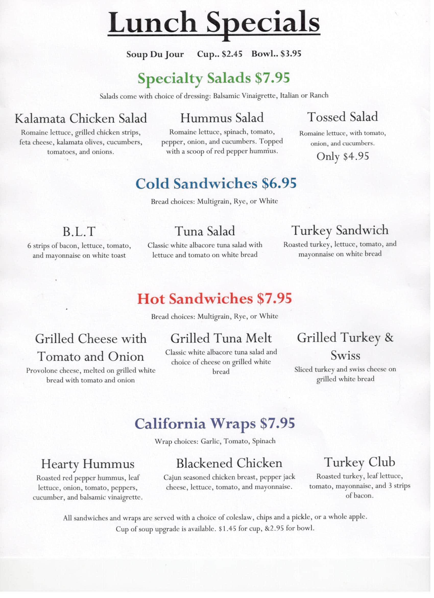 Menu at Oneonta Bagel Co cafe, Oneonta