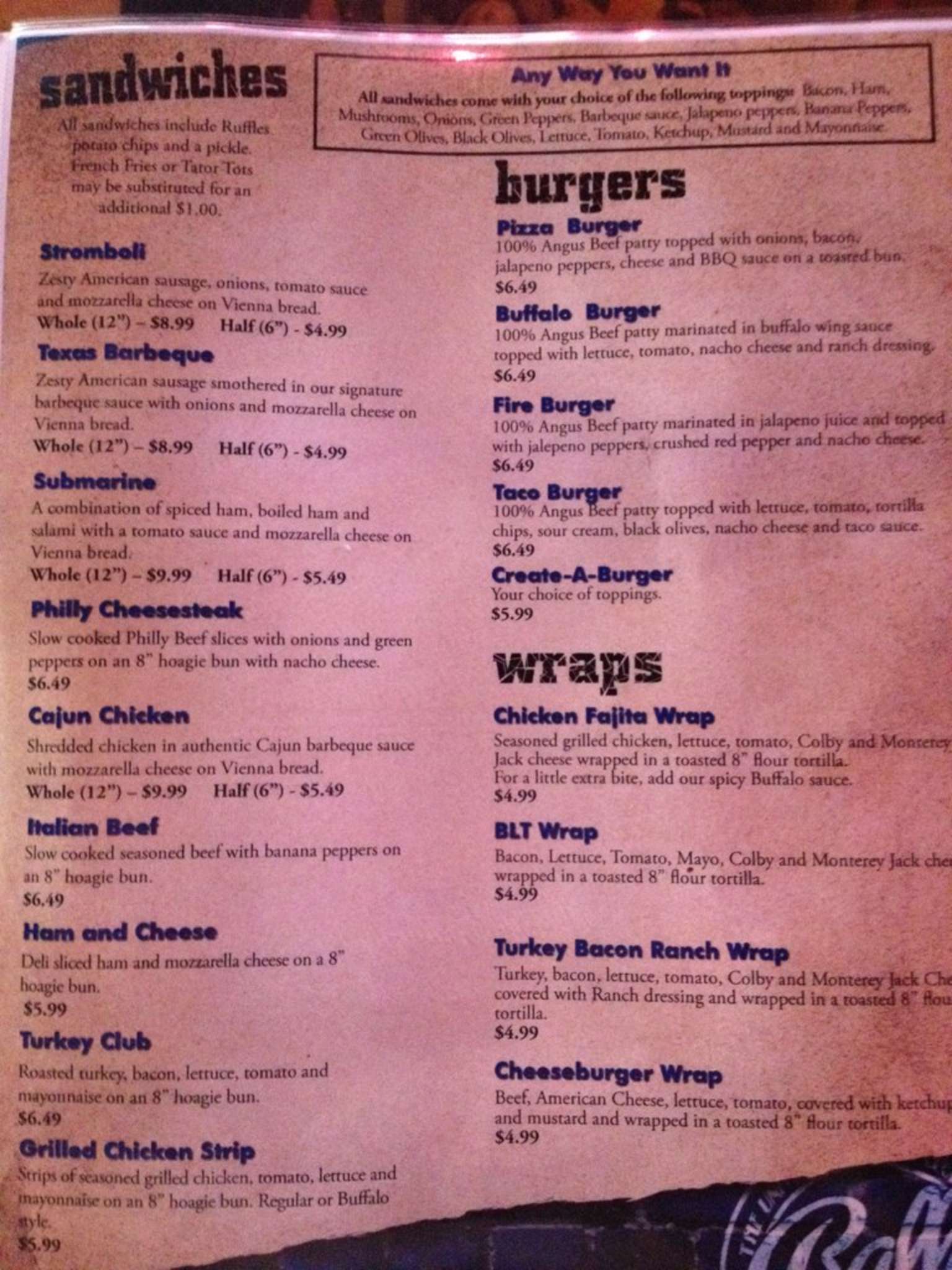 Ballyhoo Tavern Pizza King Menu Urbanspoon/Zomato