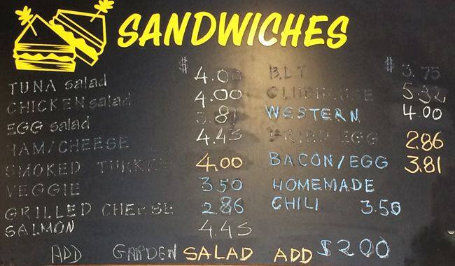 Java Shop Café menu