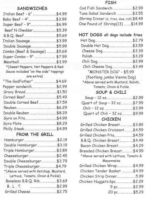 Menu at Pop's Italian Beef & Sausage fast food, Palos Heights, W 127th St