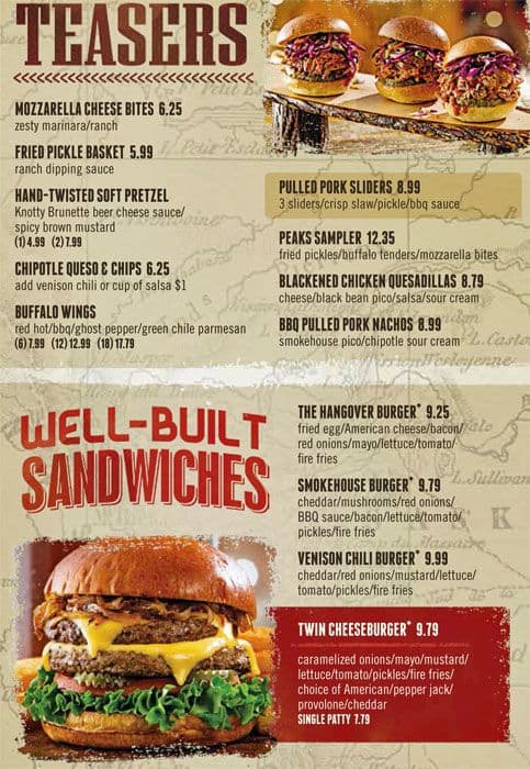 Twin Peaks Menu, Menu for Twin Peaks, Montgomery, Montgomery ...