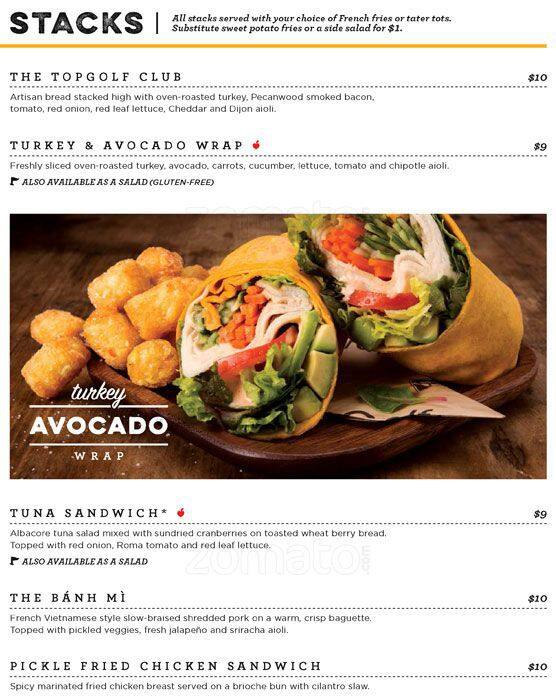 Menu at Topgolf pub & bar, Oklahoma City