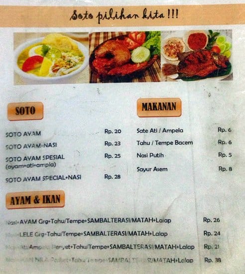 Menu At Mahkota Seafood Restaurant, Jakarta