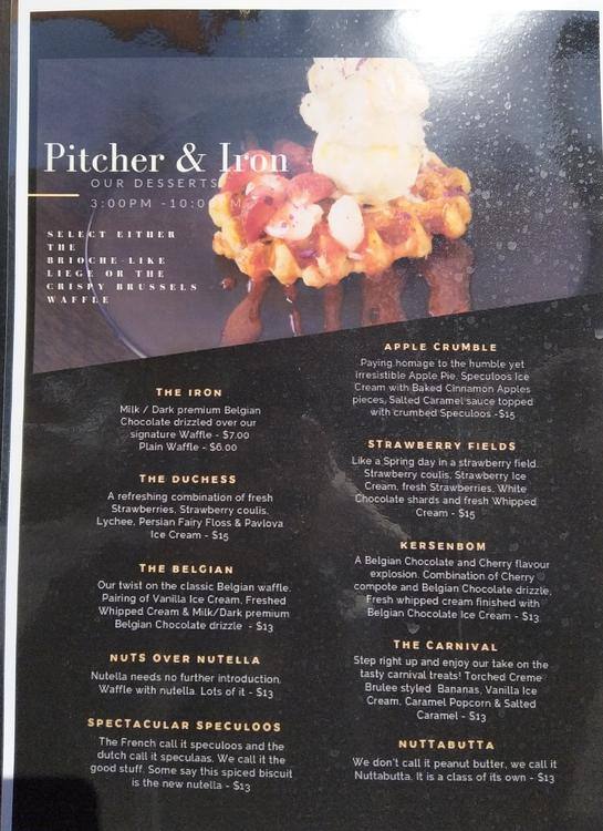 Pitcher And Iron Menu Menu For Pitcher And Iron Subiaco Perth