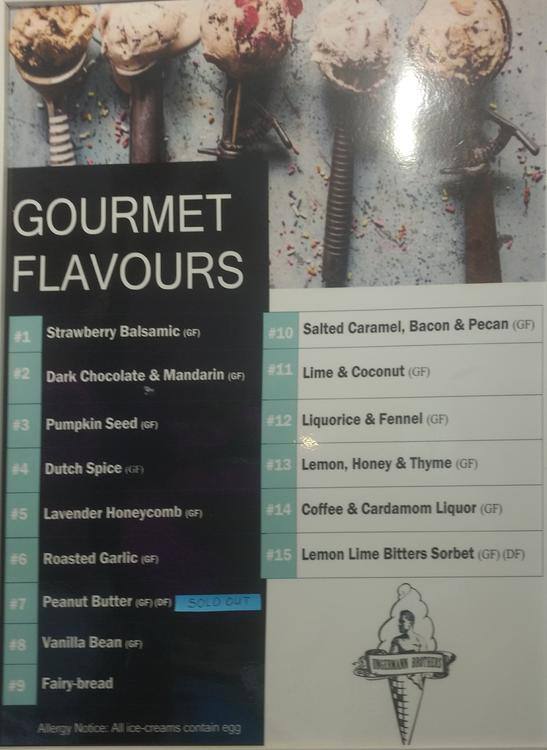 Menu at Ungermann Brothers Ipswich (UB's Milk Bar), Ipswich