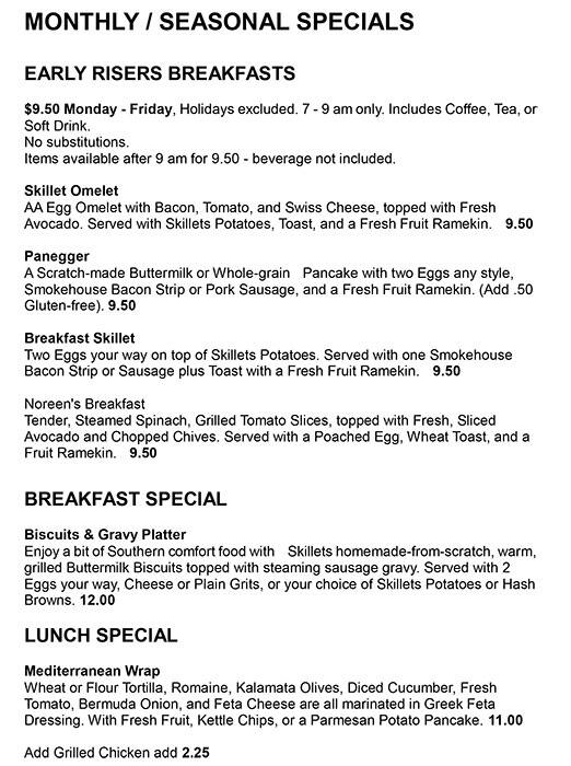 Menu at Skillets Bonita Springs Sunshine Plaza restaurant, Bonita