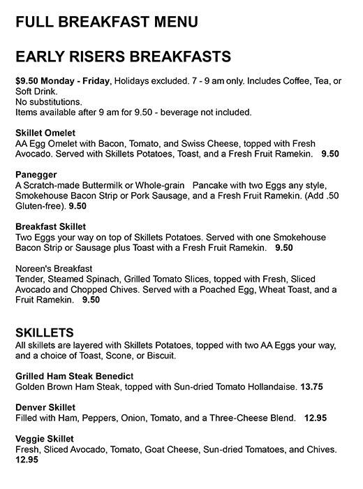 Menu at Skillets Bonita Springs Sunshine Plaza restaurant, Bonita