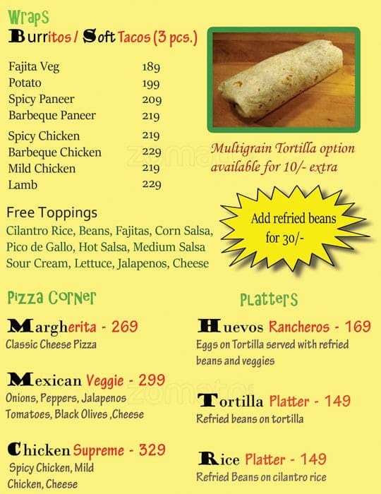 Menu at The Little Donkey Mexican Grill, Kolkata