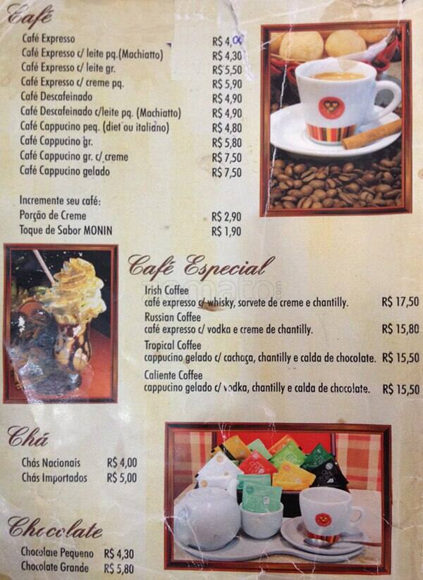 Tabacaria Elisée Cafeteria cardápio