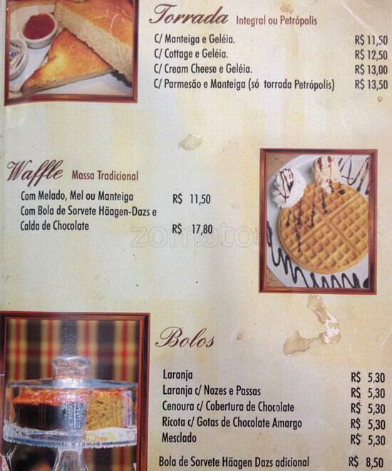 Tabacaria Elisée Cafeteria cardápio