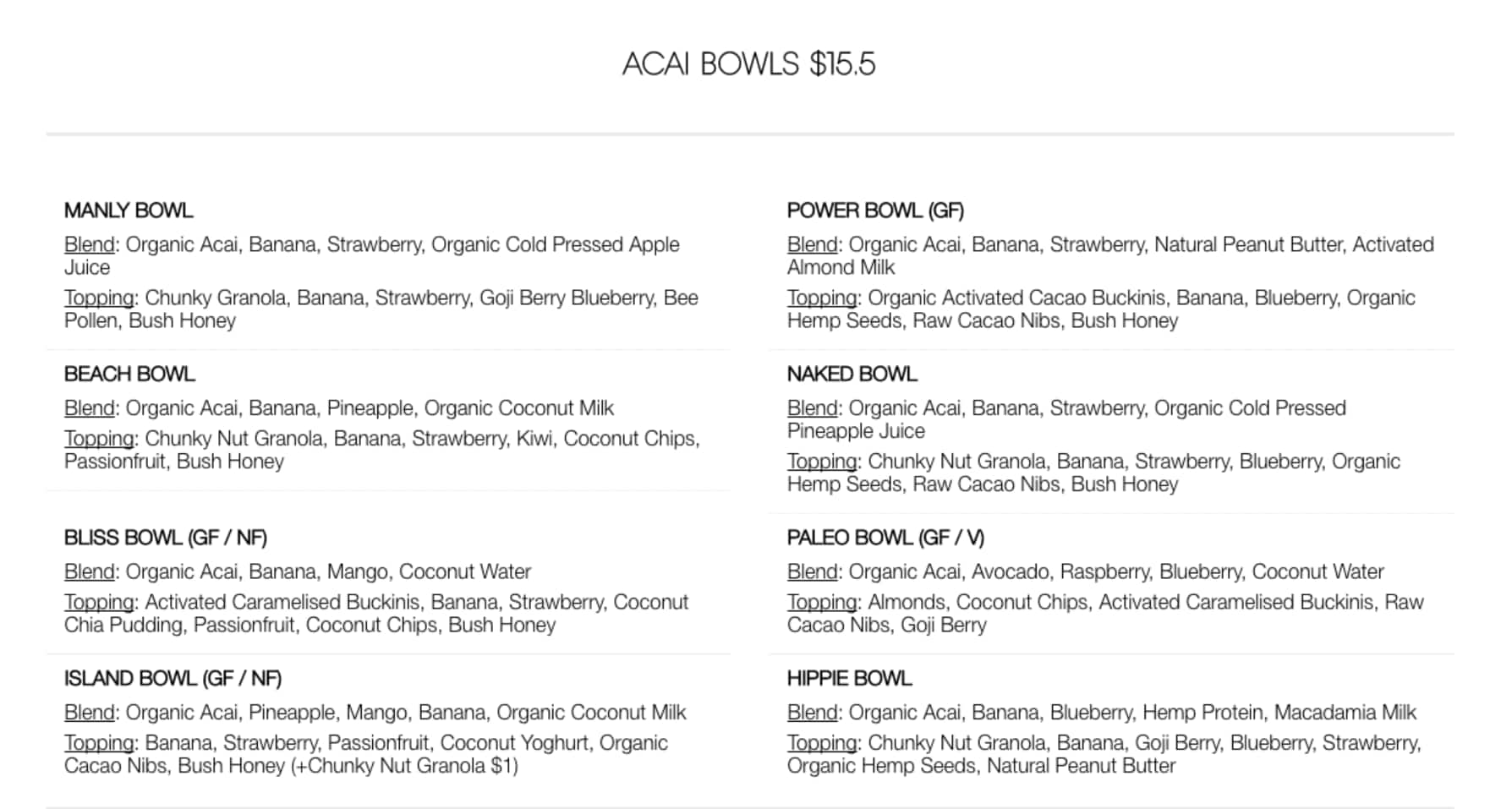 bare bowls kitchen menu