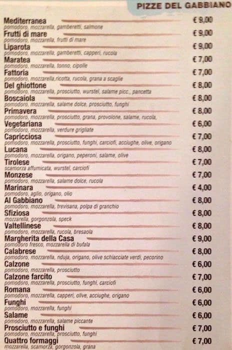 Menu di Il Gabbiano 