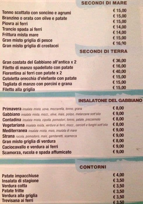 Menu di Il Gabbiano 