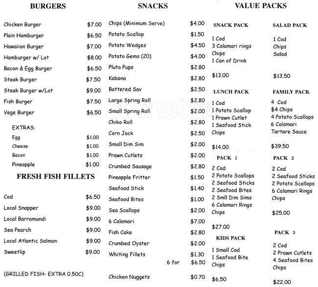 Ashgrove Fish and Chips Menu, Menu for Ashgrove Fish and Chips, Ashgrove, Brisbane Urbanspoon