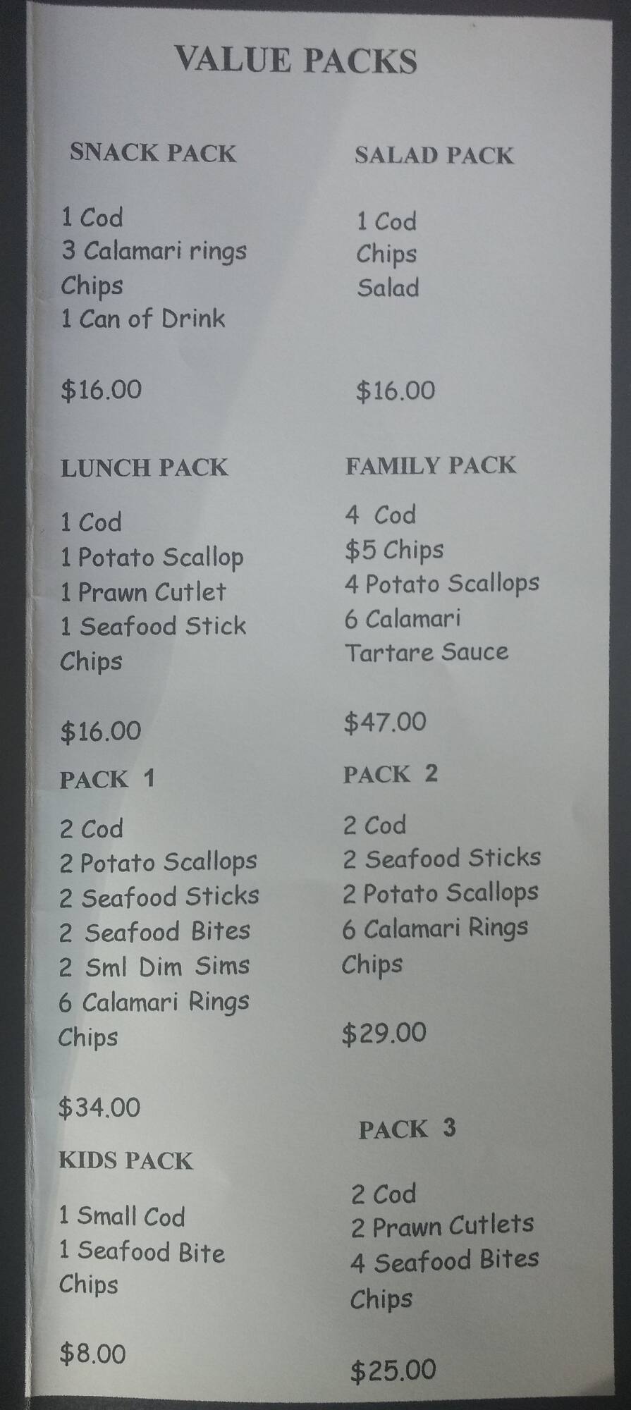 Menu at Ashgrove Fish & Chips fast food, Ashgrove