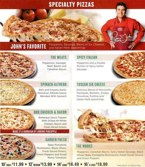 Papa John's Pizza Menu, Menu for Papa John's Pizza, Pflugerville