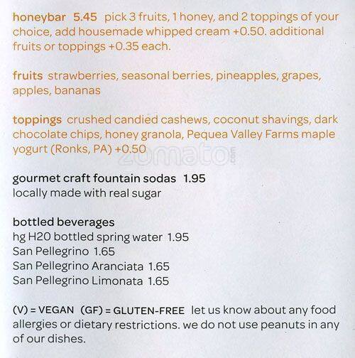 Menu at honeygrow restaurant, Wayne, 230 N Radnor Chester Rd