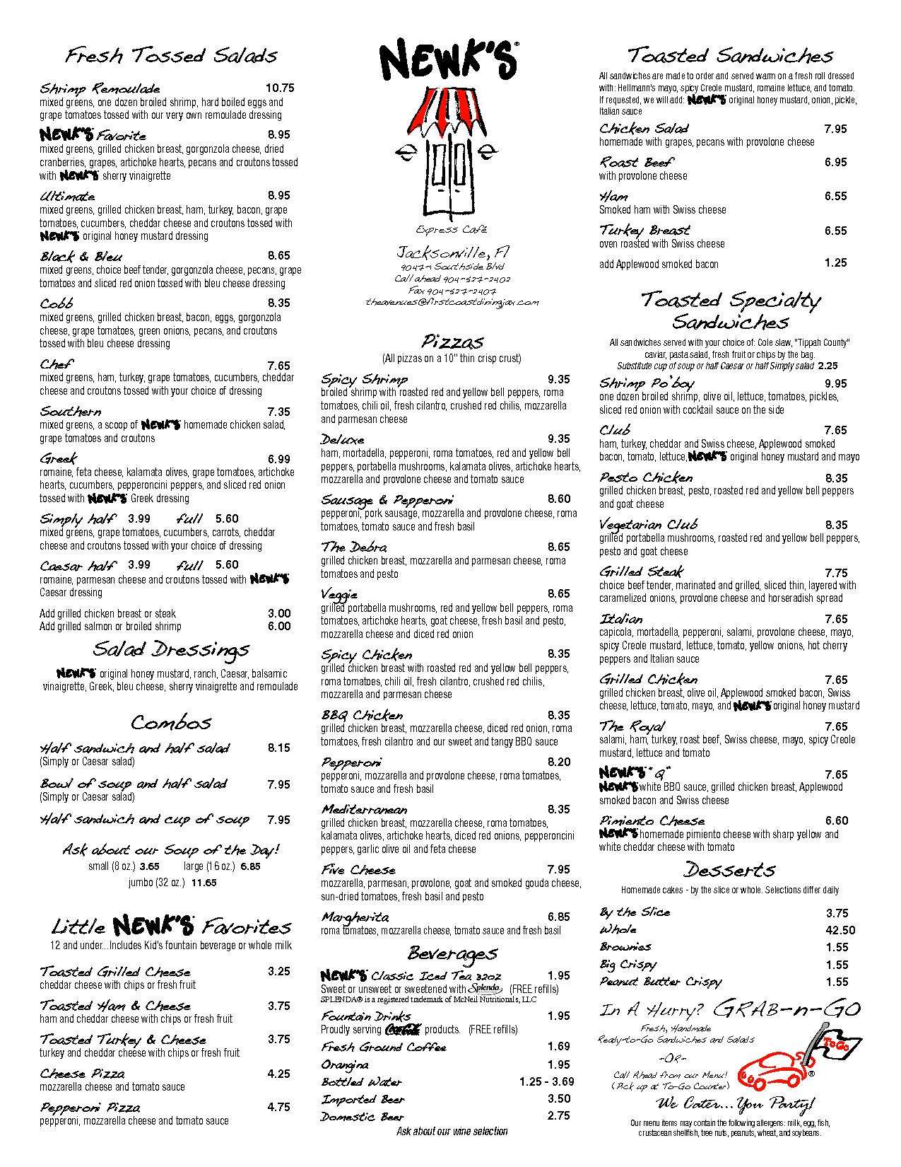 Newk's Eatery Menu, Menu for Newk's Eatery, Southside, Jacksonville ...