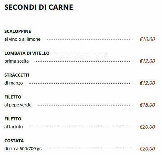 Menu di Ristorante La Lupa 