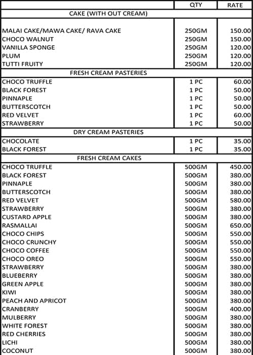 Menu of Bangalore Iyangar's Bakery, Viman Nagar, Pune