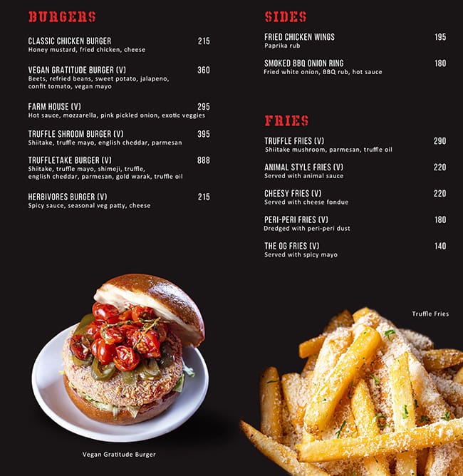 Louis Burger menu