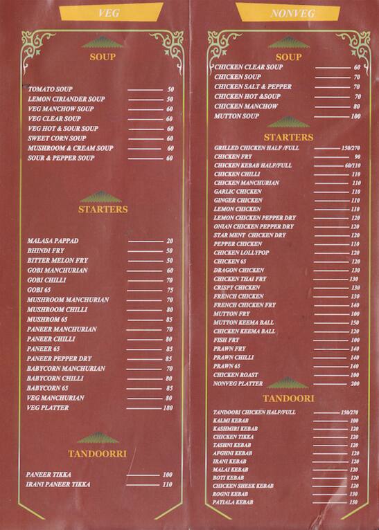 Bawarchi Biryani Mahal Menu, Menu for Bawarchi Biryani Mahal, Rajarajeshwari Nagar, Bangalore