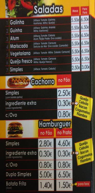 Menu at O Pizzas de Sacavém restaurant, Sacavém