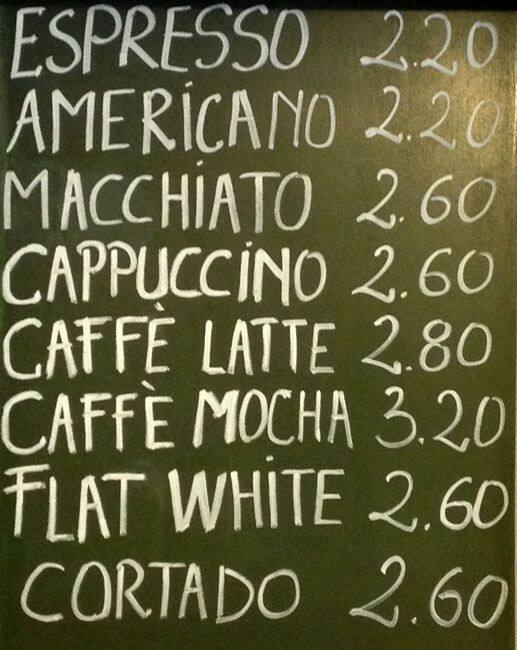 Menu at The Wooden Whisk cafe, Dublin