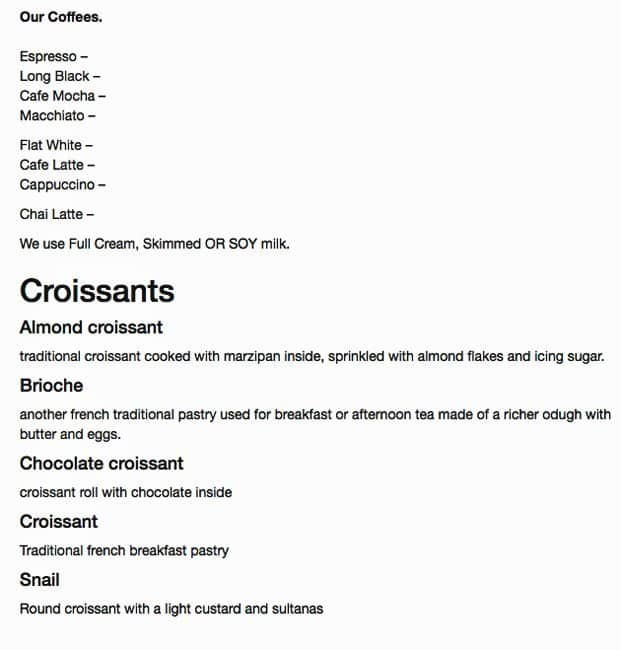 Carta de Mulots Patisserie